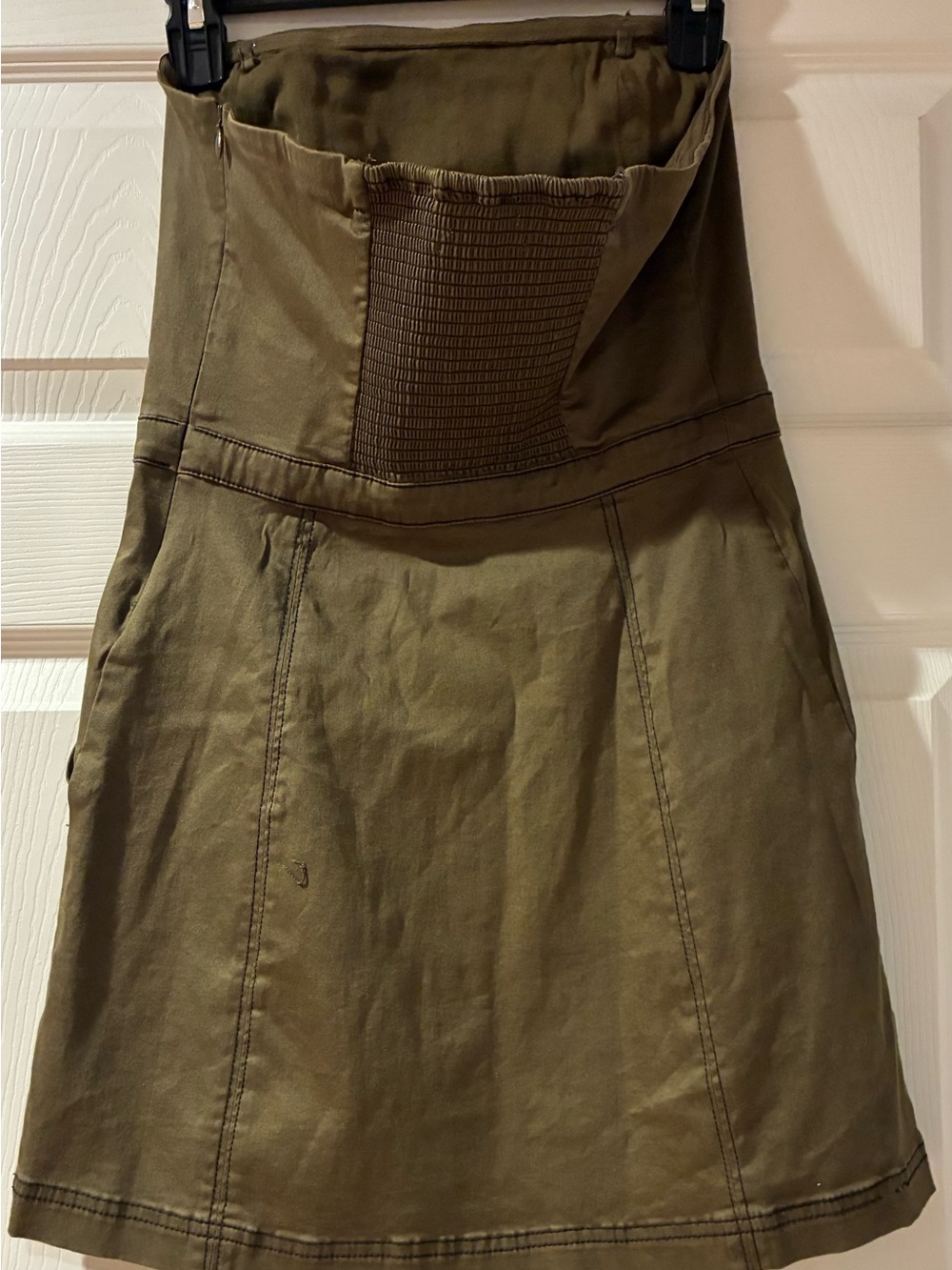 Urban Outfitters Strapless Olive Green A-Line Dress - Picture 2 of 7